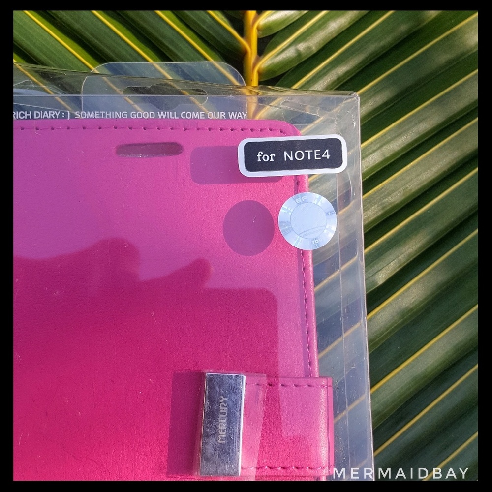 Galaxy Note 4 Magenta Rose Pink Flip Wallet Case